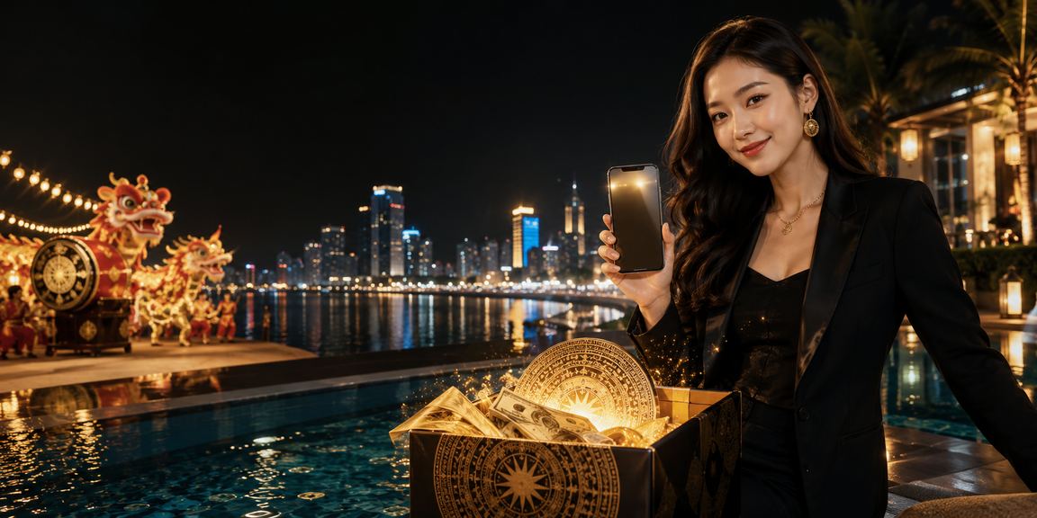 Người chơi sử dụng ứng dụng casino trên điện thoại tại lễ hội Đà Nẵng về đêm