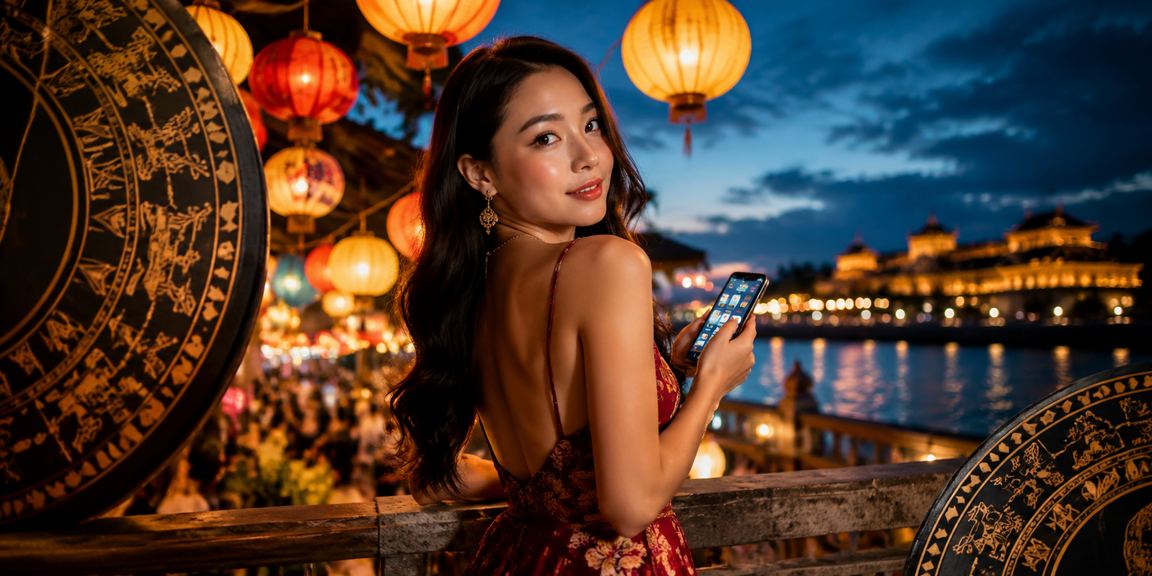 Người dùng ifc12m1 duyệt trang trên điện thoại tại chợ đêm Huế